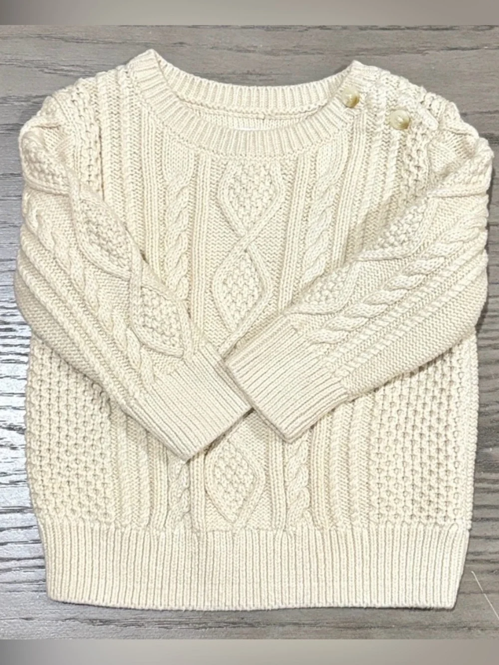 Baby GAP Cream Cable Knit Sweater with Shoulder Buttons